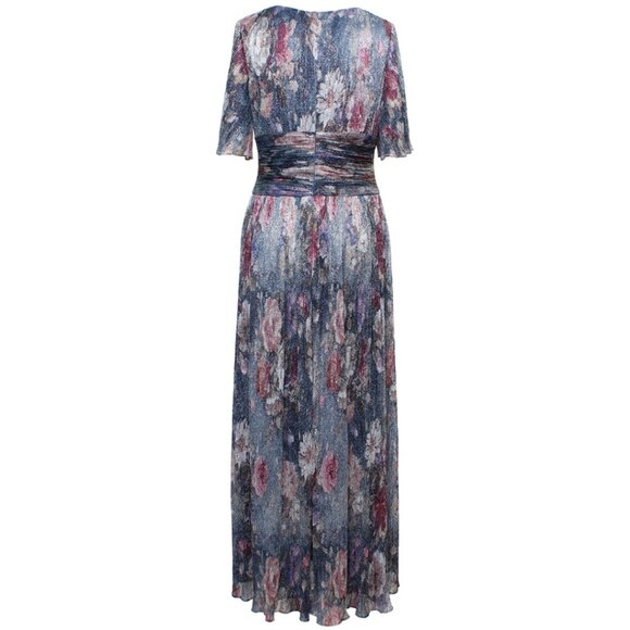 NWT Alex Evenings Shimmer Blue Floral Dress with Sleeves - Picture 2 of 3